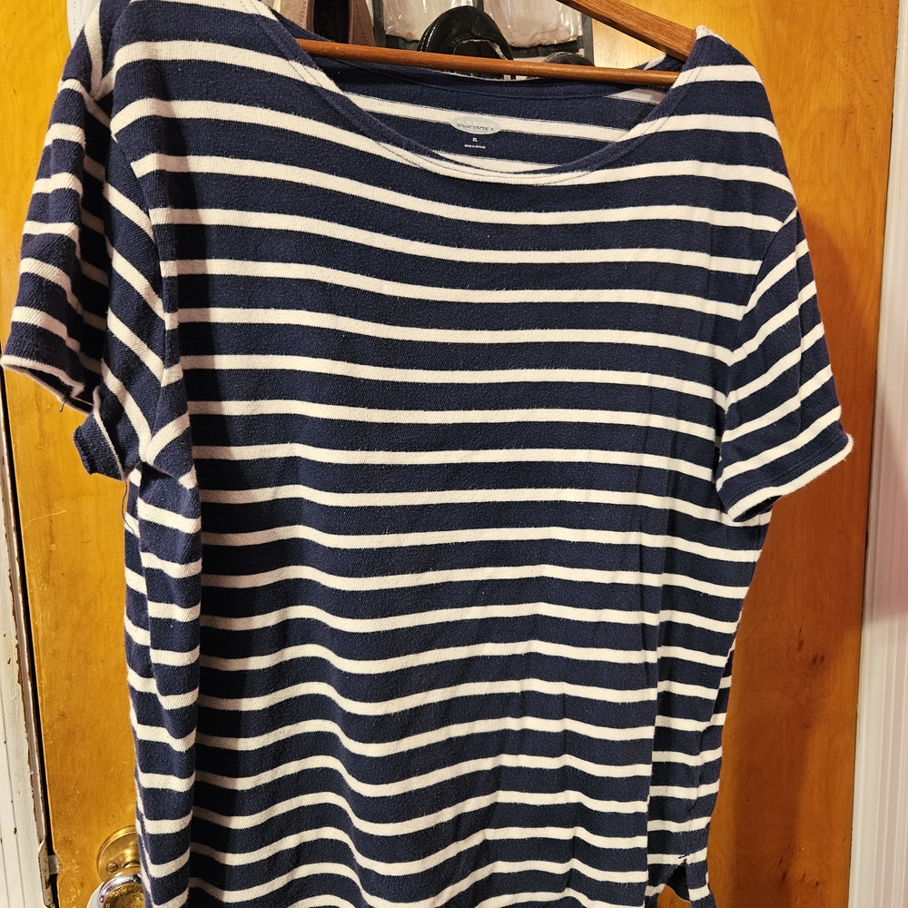 Old Navy Navy and White Striped Women's Top